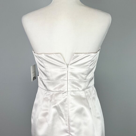 Donna Morgan Womens White Satin Strapless Formal Dress Bow Pencil Skirt size 4 - Picture 6 of 11